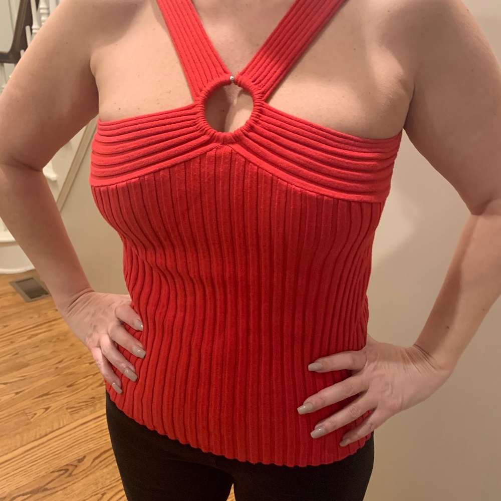 V Red Knit Top